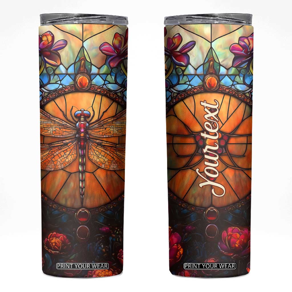 Dragonfly Carnelian Crystal Mosaic Skinny Tumbler Personalized TS04 Multicolor Print Your Wear
