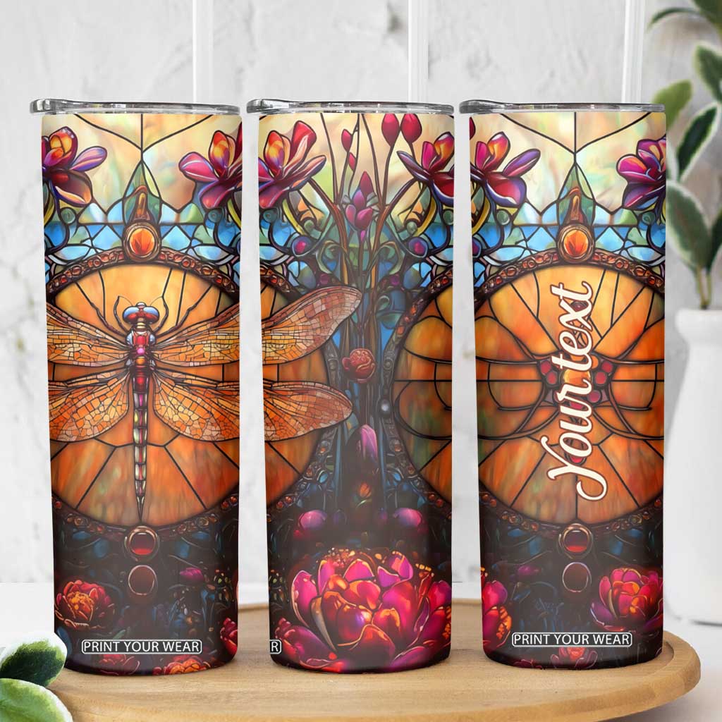 Dragonfly Carnelian Crystal Mosaic Skinny Tumbler Personalized TS04 Print Your Wear