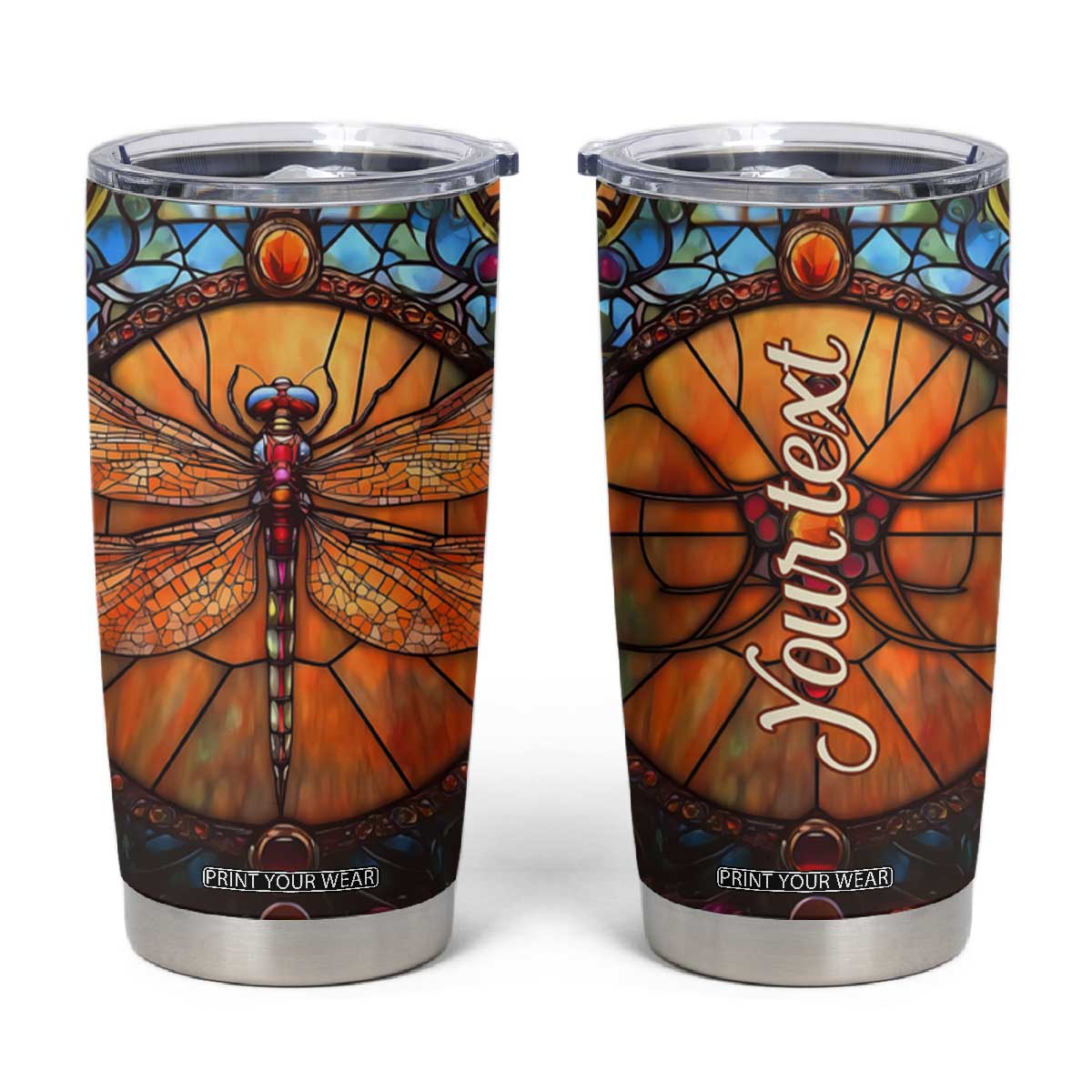 Dragonfly Carnelian Crystal Mosaic Tumbler Cup Personalized TS04 Multicolor Print Your Wear