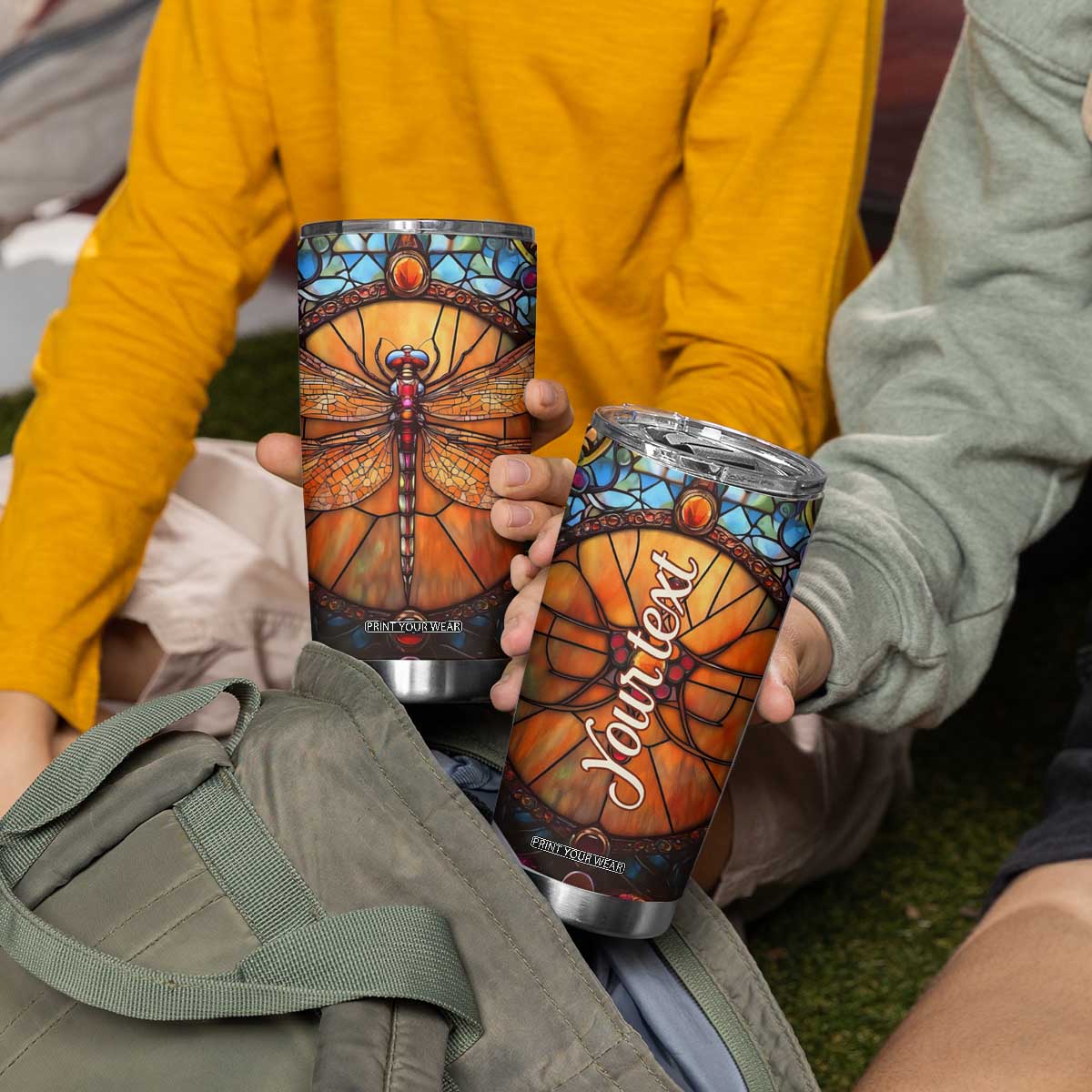 Dragonfly Carnelian Crystal Mosaic Tumbler Cup Personalized TS04 Print Your Wear