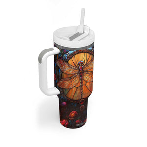 Dragonfly Carnelian Crystal Mosaic Tumbler With Handle Personalized TS04 Print Your Wear
