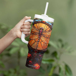 Dragonfly Carnelian Crystal Mosaic Tumbler With Handle Personalized TS04 Print Your Wear