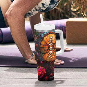 Dragonfly Carnelian Crystal Mosaic Tumbler With Handle Personalized TS04 Print Your Wear