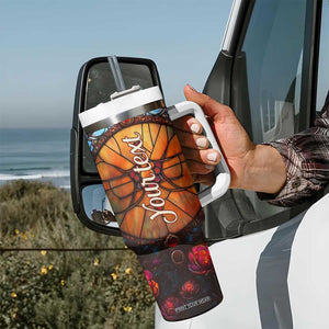 Dragonfly Carnelian Crystal Mosaic Tumbler With Handle Personalized TS04 Print Your Wear