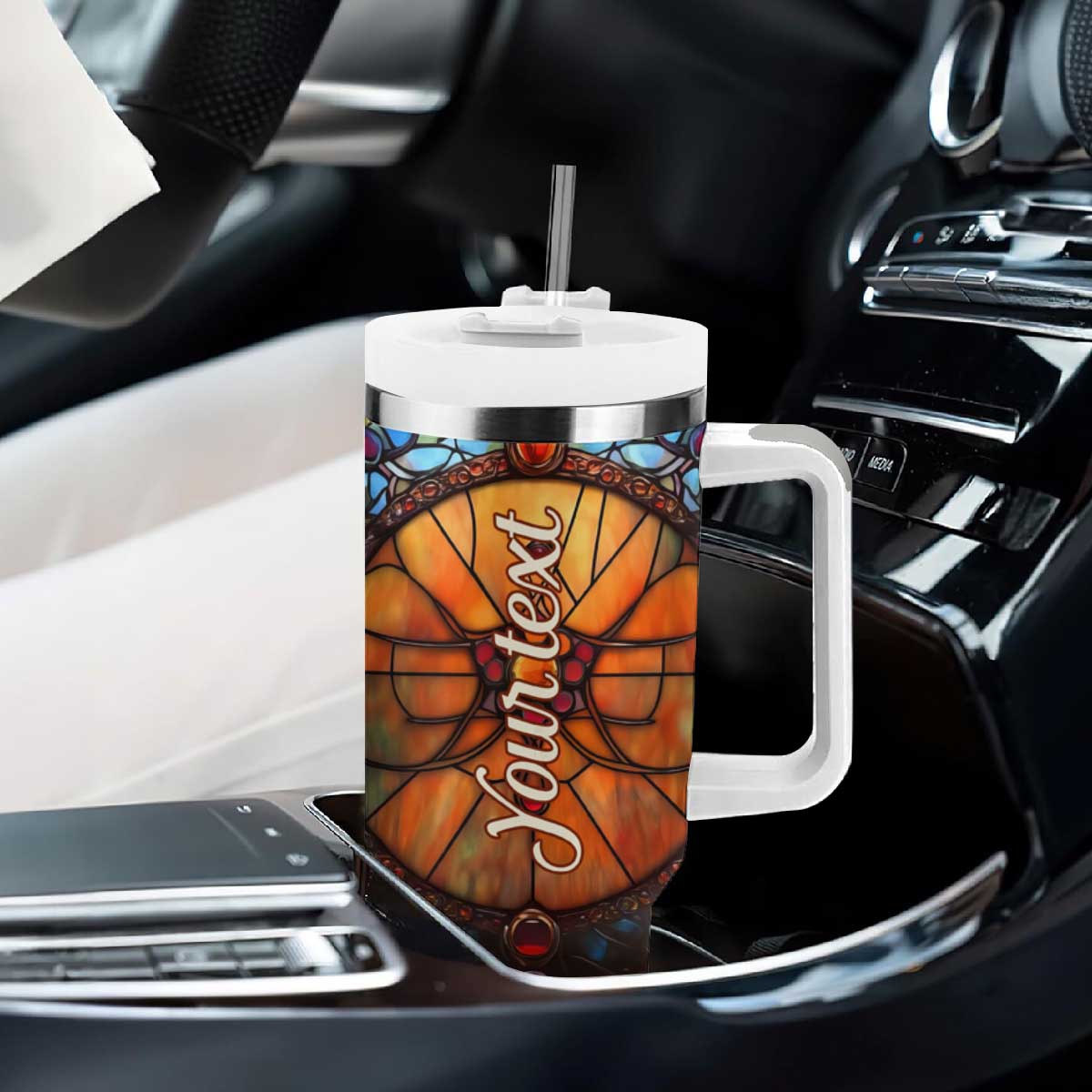 Dragonfly Carnelian Crystal Mosaic Tumbler With Handle Personalized TS04 Print Your Wear