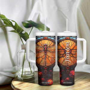 Dragonfly Carnelian Crystal Mosaic Tumbler With Handle Personalized TS04 Print Your Wear