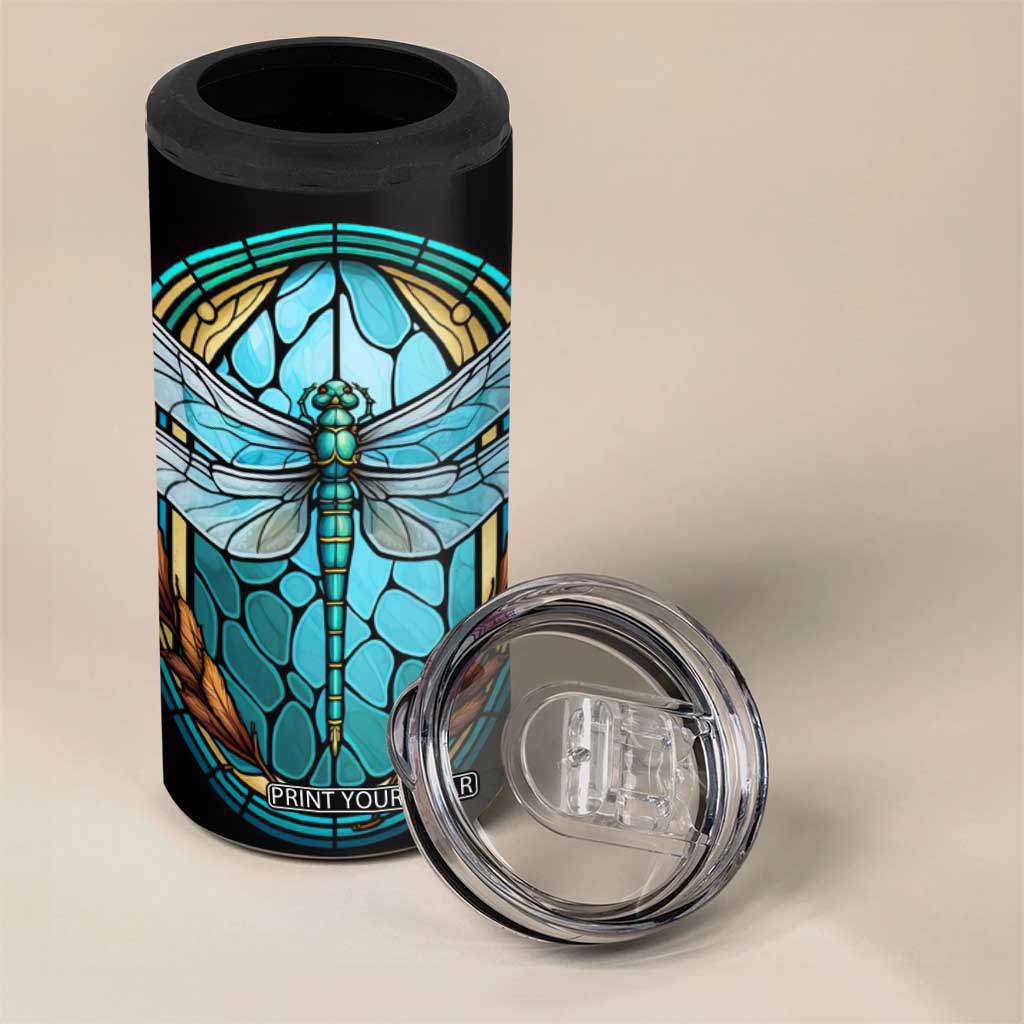 Dragonfly Aquamarine Crystal Mosaic 4 in 1 Can Cooler Tumbler Personalized TS04 Print Your Wear