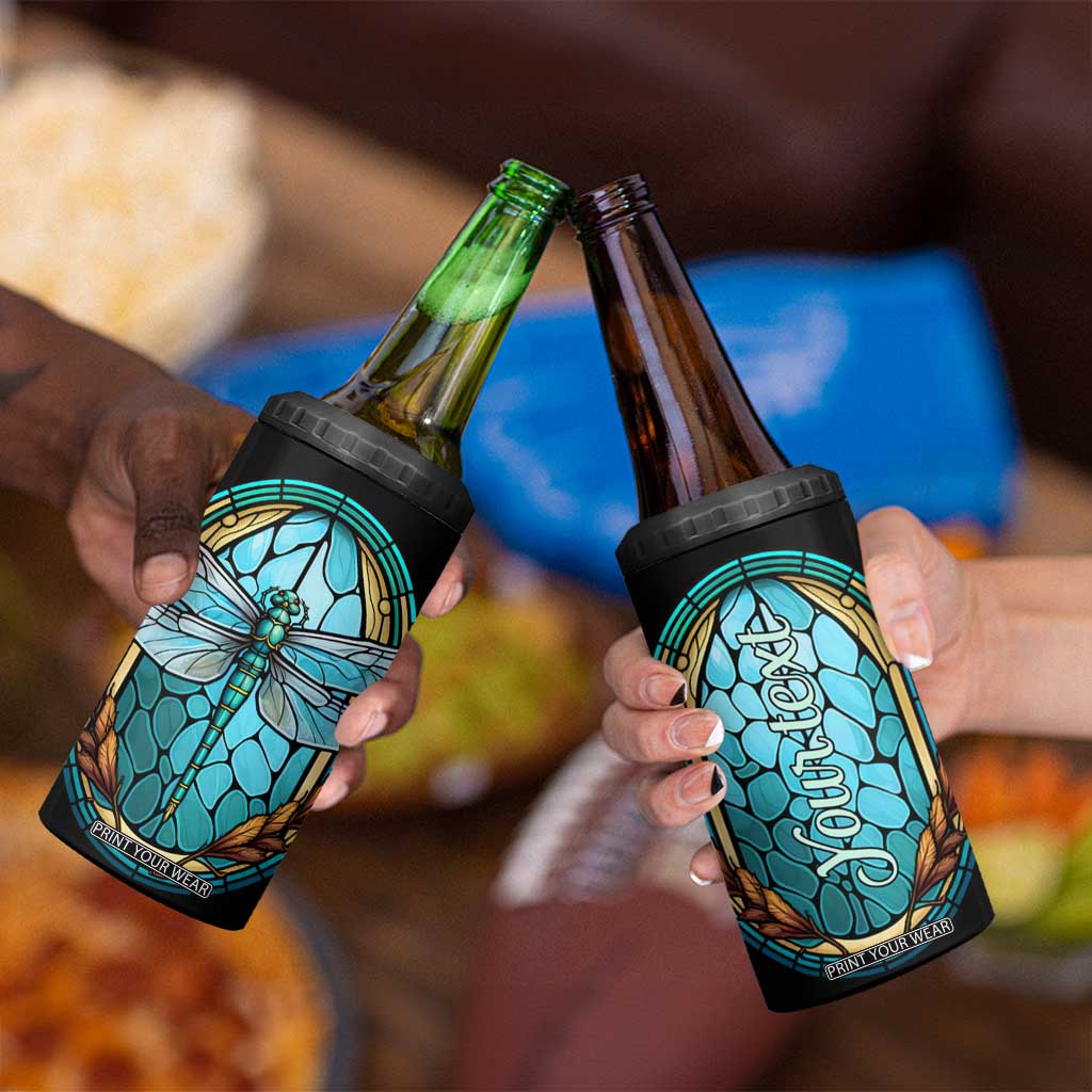 Dragonfly Aquamarine Crystal Mosaic 4 in 1 Can Cooler Tumbler Personalized TS04 Print Your Wear