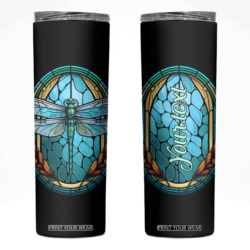 Dragonfly Aquamarine Crystal Mosaic Skinny Tumbler Personalized TS04 Multicolor Print Your Wear