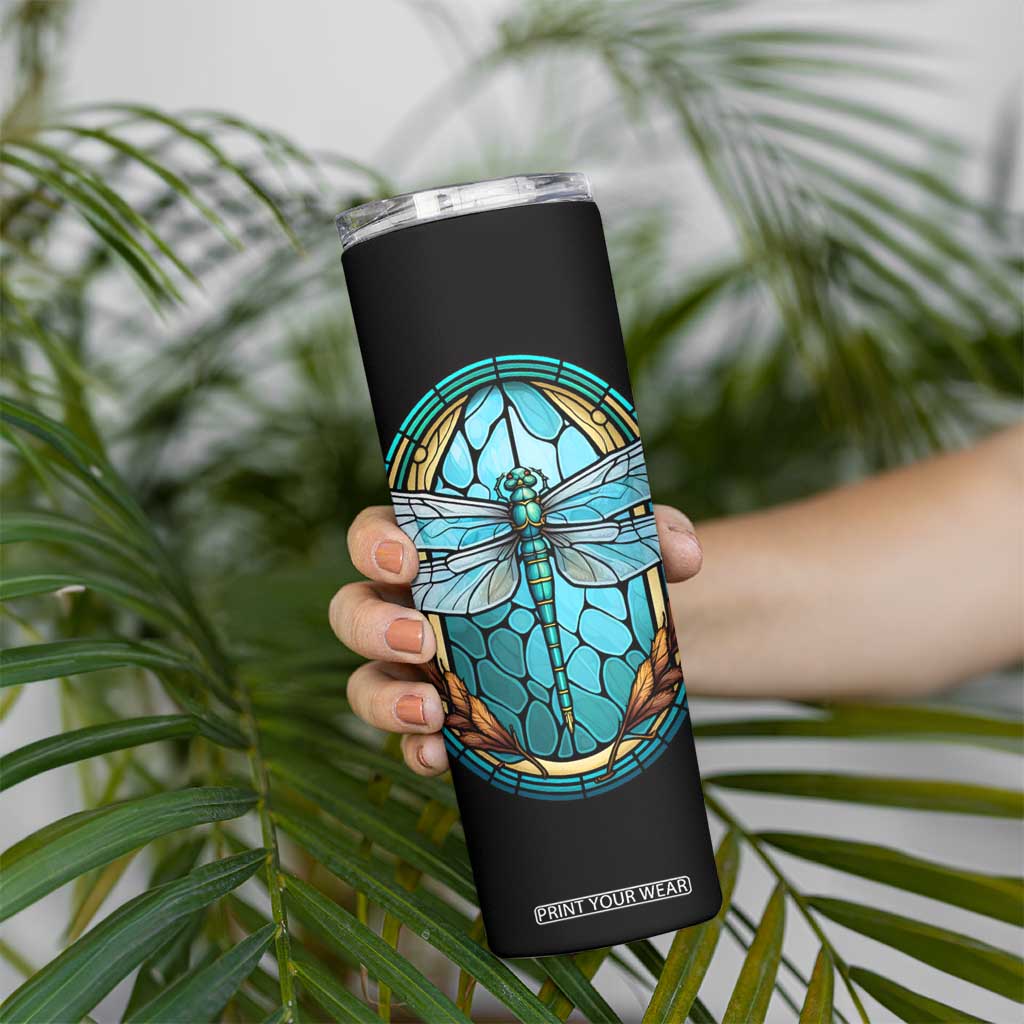Dragonfly Aquamarine Crystal Mosaic Skinny Tumbler Personalized TS04 Print Your Wear