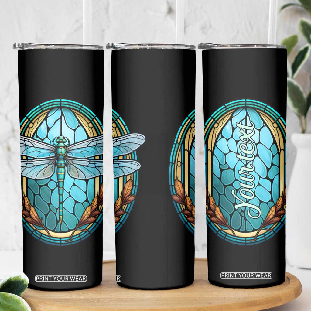Dragonfly Aquamarine Crystal Mosaic Skinny Tumbler Personalized TS04 Print Your Wear