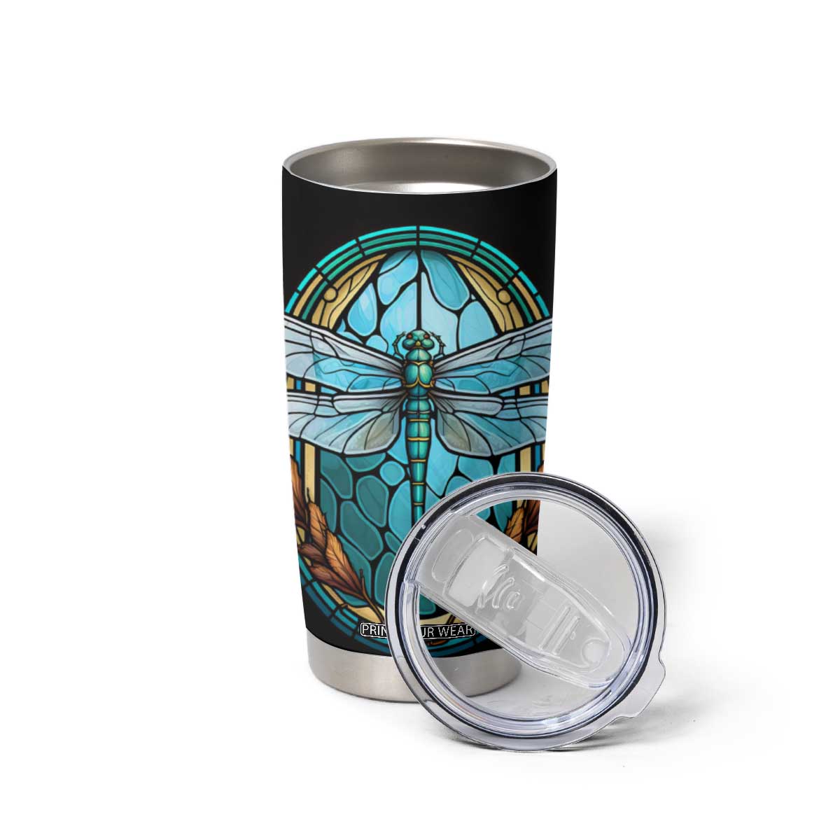 Dragonfly Aquamarine Crystal Mosaic Tumbler Cup Personalized TS04 Print Your Wear