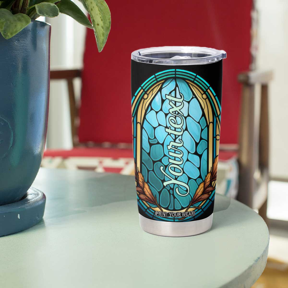 Dragonfly Aquamarine Crystal Mosaic Tumbler Cup Personalized TS04 Print Your Wear