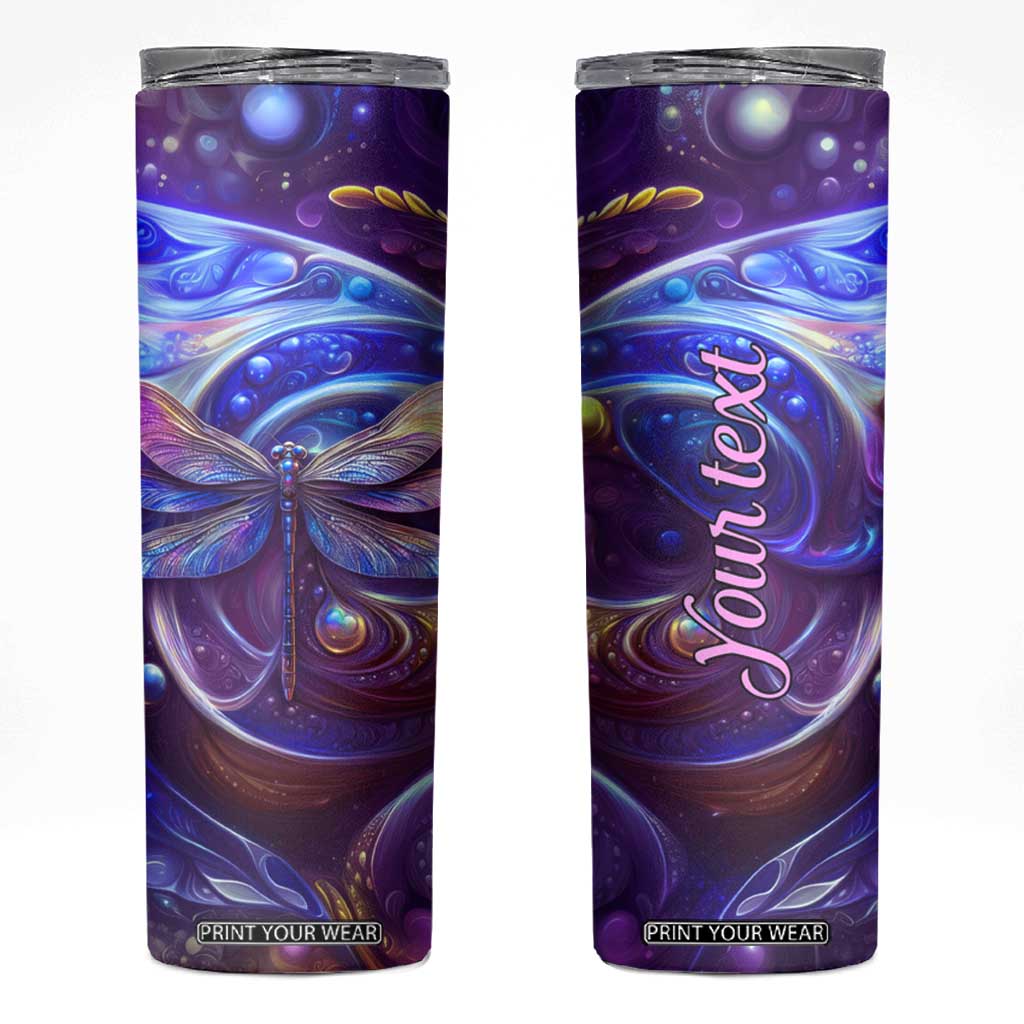 Dragonfly Amethyst Crystal Mosaic Skinny Tumbler Personalized TS04 Multicolor Print Your Wear