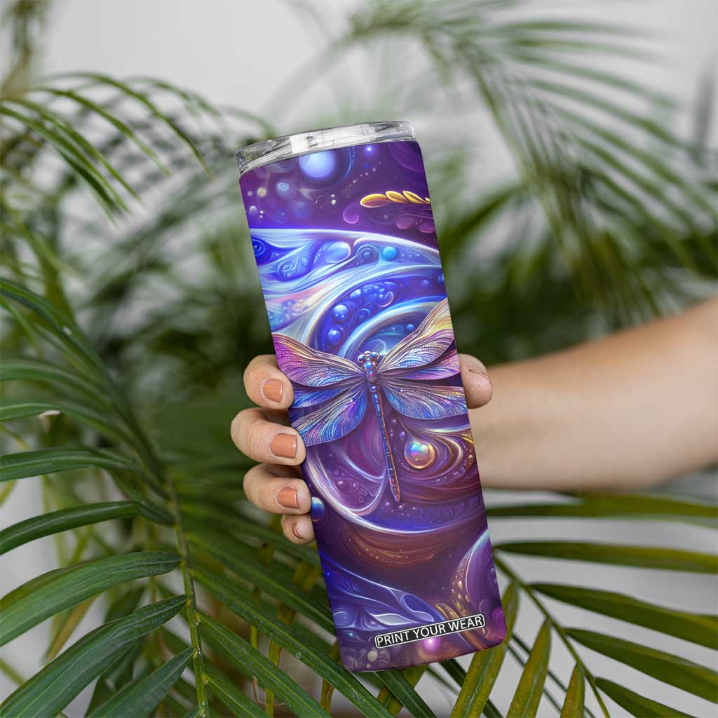 Dragonfly Amethyst Crystal Mosaic Skinny Tumbler Personalized TS04 Print Your Wear