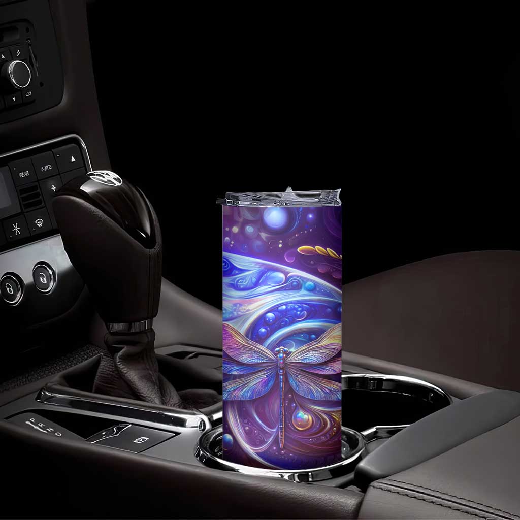 Dragonfly Amethyst Crystal Mosaic Skinny Tumbler Personalized TS04 Print Your Wear