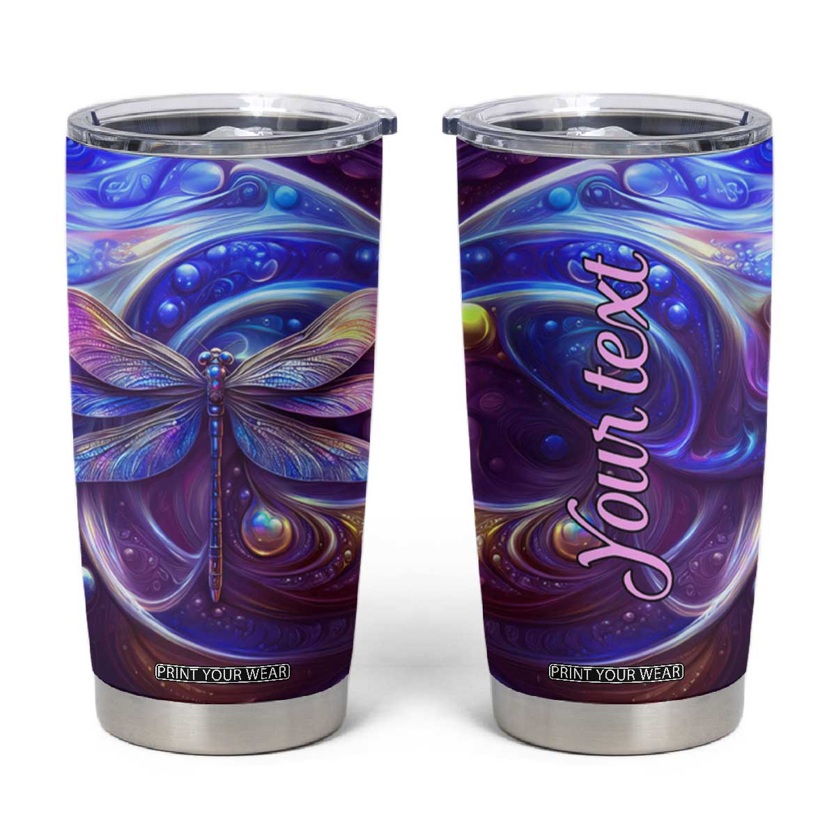 Dragonfly Amethyst Crystal Mosaic Tumbler Cup Personalized TS04 Multicolor Print Your Wear