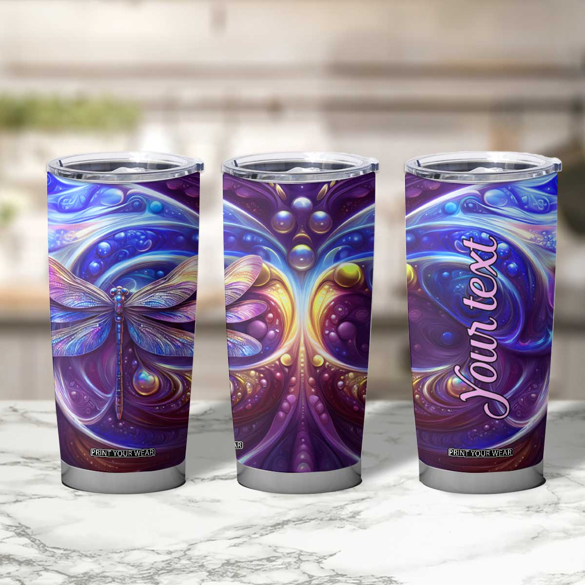 Dragonfly Amethyst Crystal Mosaic Tumbler Cup Personalized TS04 Print Your Wear
