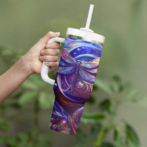 Dragonfly Amethyst Crystal Mosaic Tumbler With Handle Personalized TS04 Print Your Wear