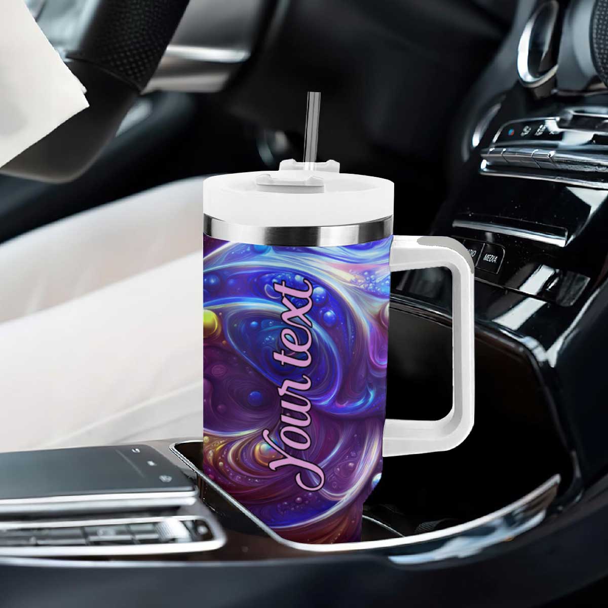 Dragonfly Amethyst Crystal Mosaic Tumbler With Handle Personalized TS04 Print Your Wear