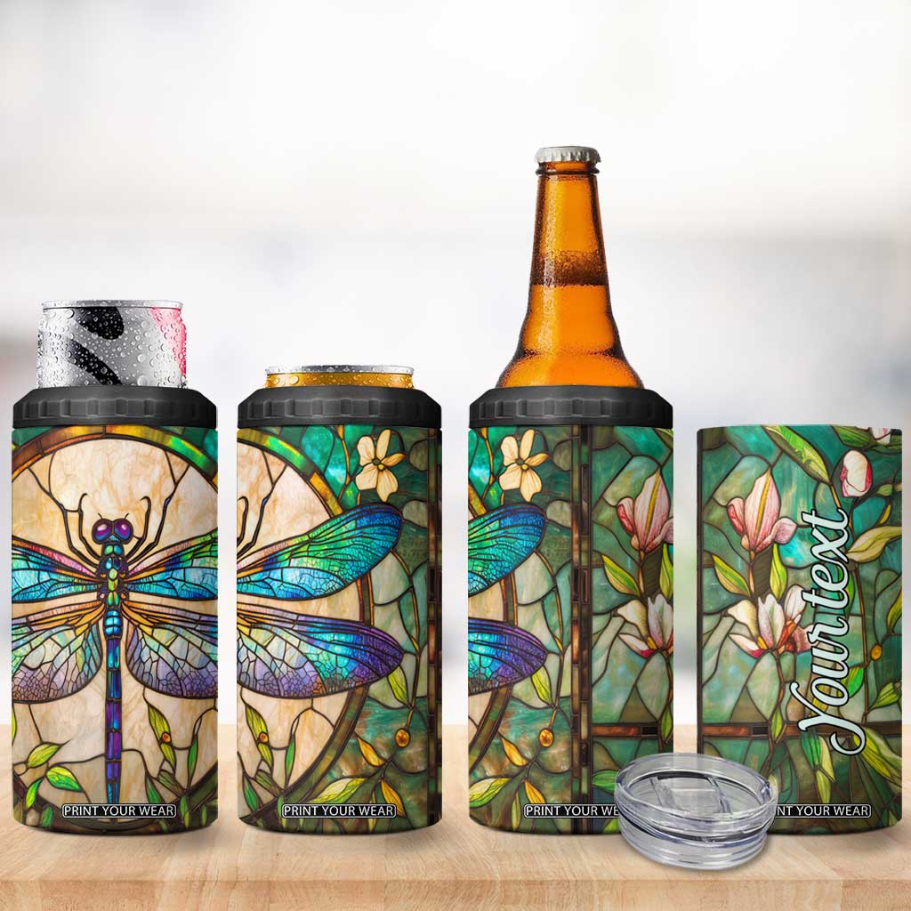 Colorful Dragonfly Crystal Mosaic 4 in 1 Can Cooler Tumbler Personalized TS04 Print Your Wear