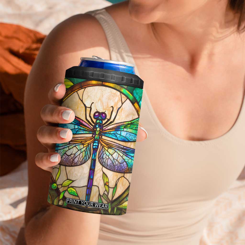 Colorful Dragonfly Crystal Mosaic 4 in 1 Can Cooler Tumbler Personalized TS04 Print Your Wear