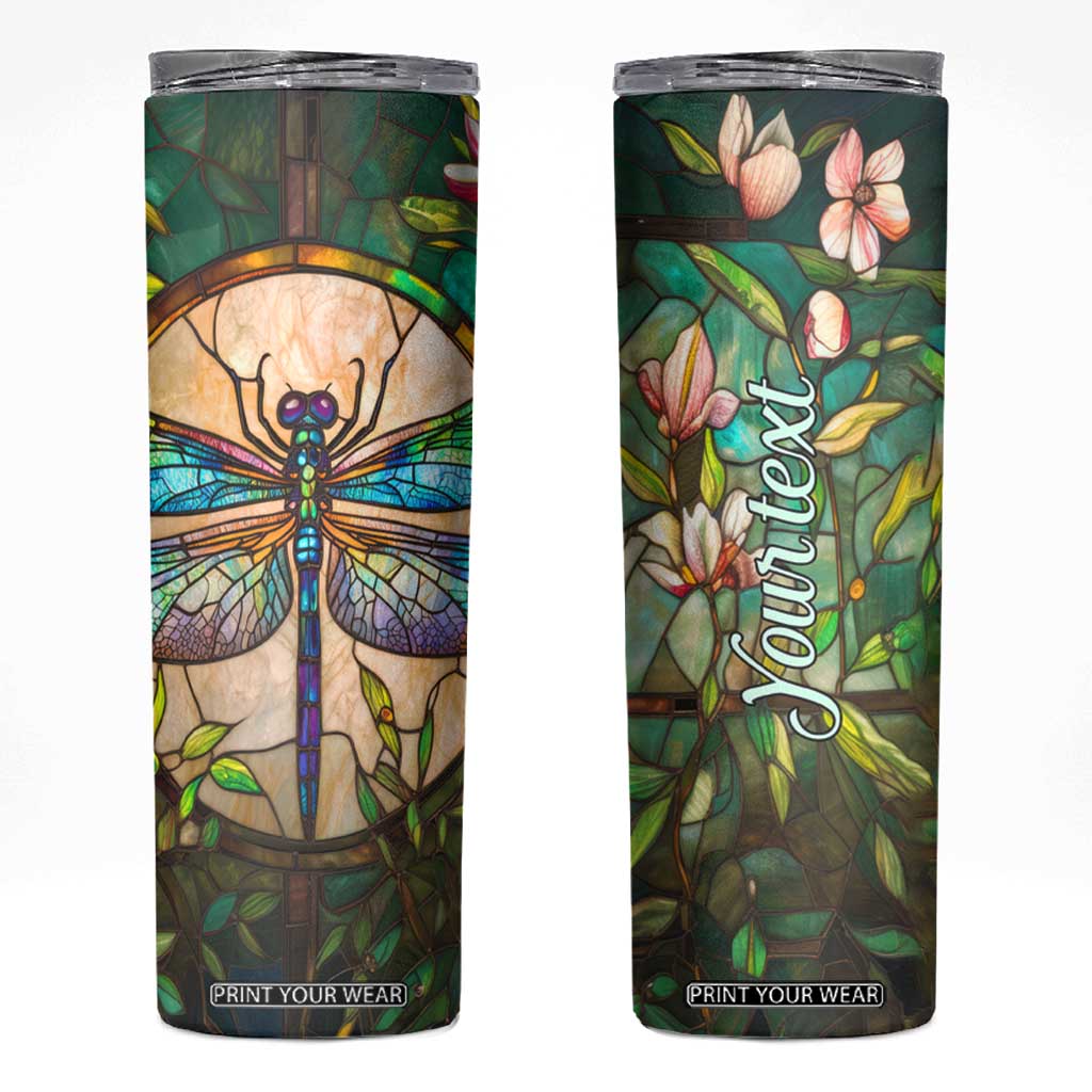 Colorful Dragonfly Crystal Mosaic Skinny Tumbler Personalized TS04 Multicolor Print Your Wear