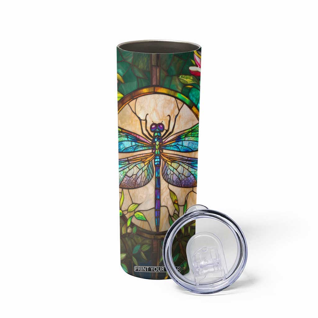 Colorful Dragonfly Crystal Mosaic Skinny Tumbler Personalized TS04 Print Your Wear