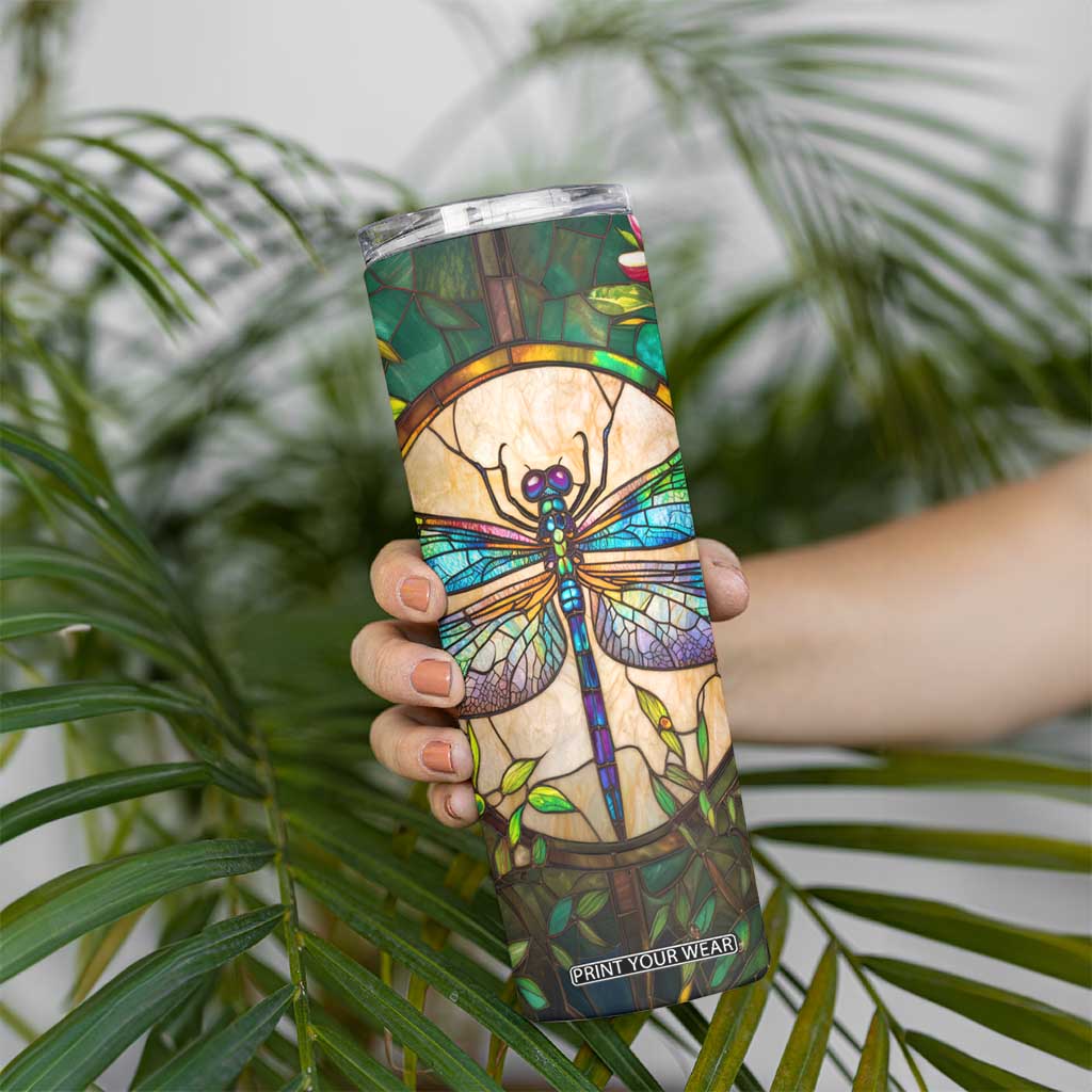 Colorful Dragonfly Crystal Mosaic Skinny Tumbler Personalized TS04 Print Your Wear