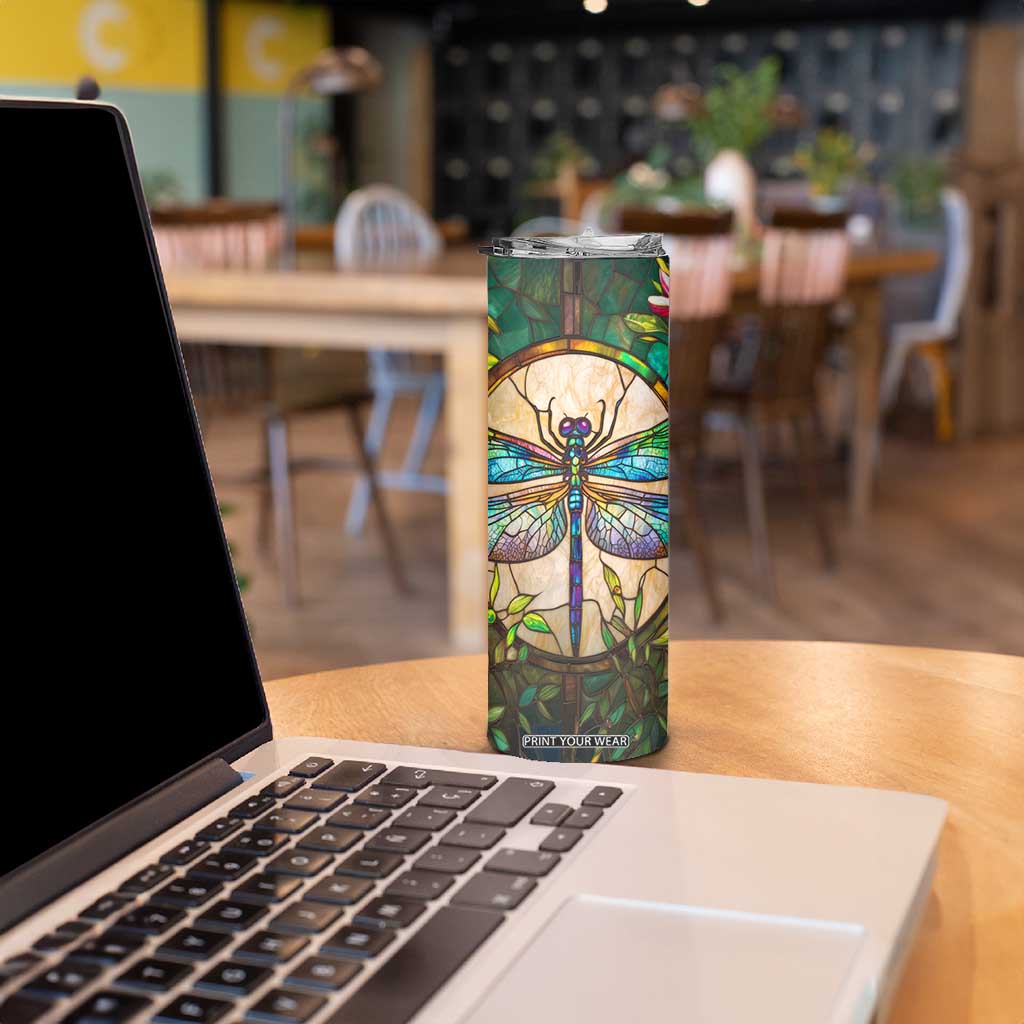 Colorful Dragonfly Crystal Mosaic Skinny Tumbler Personalized TS04 Print Your Wear