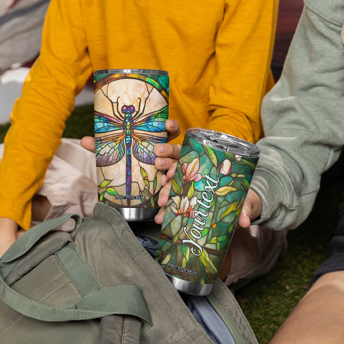 Colorful Dragonfly Crystal Mosaic Tumbler Cup Personalized TS04 Print Your Wear