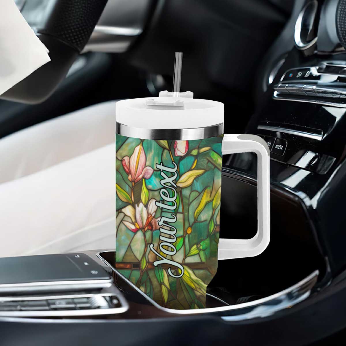 Colorful Dragonfly Crystal Mosaic Tumbler With Handle Personalized TS04 Print Your Wear