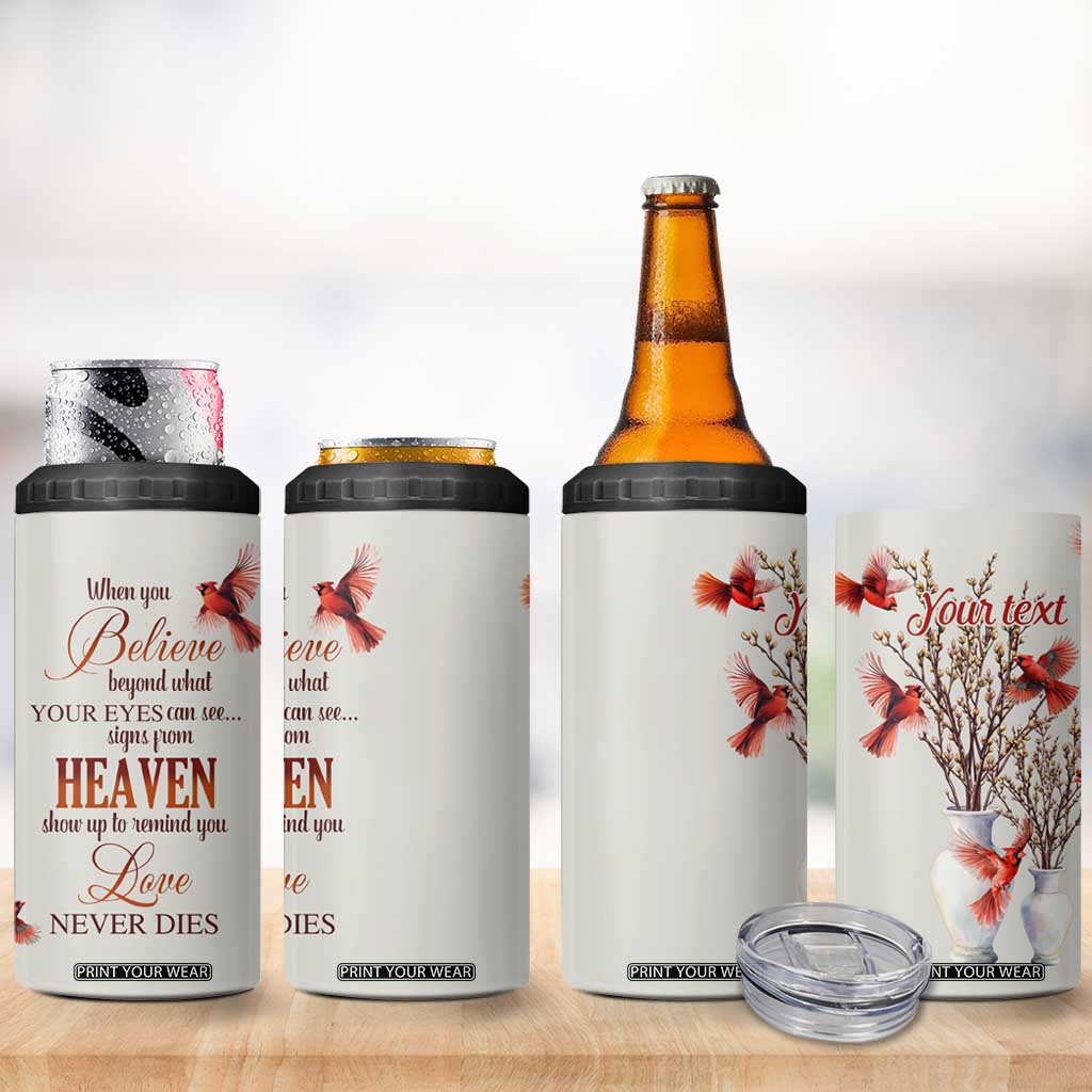 Cardinal Bird In Heaven 4 in 1 Can Cooler Tumbler Personalized TS04 Print Your Wear