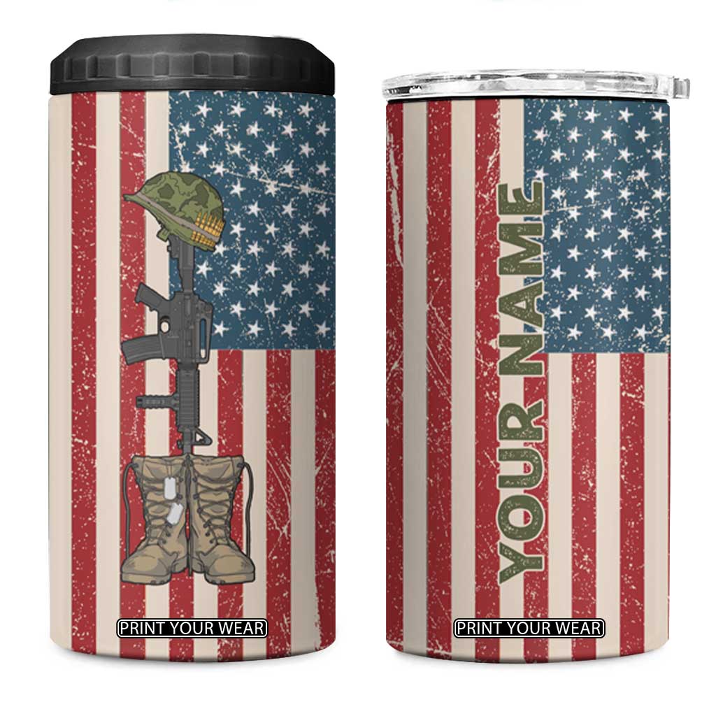 Veteran Army Boot 4 in 1 Can Cooler Tumbler Personalized TS04 One Size: 16 oz Multicolor Print Your Wear