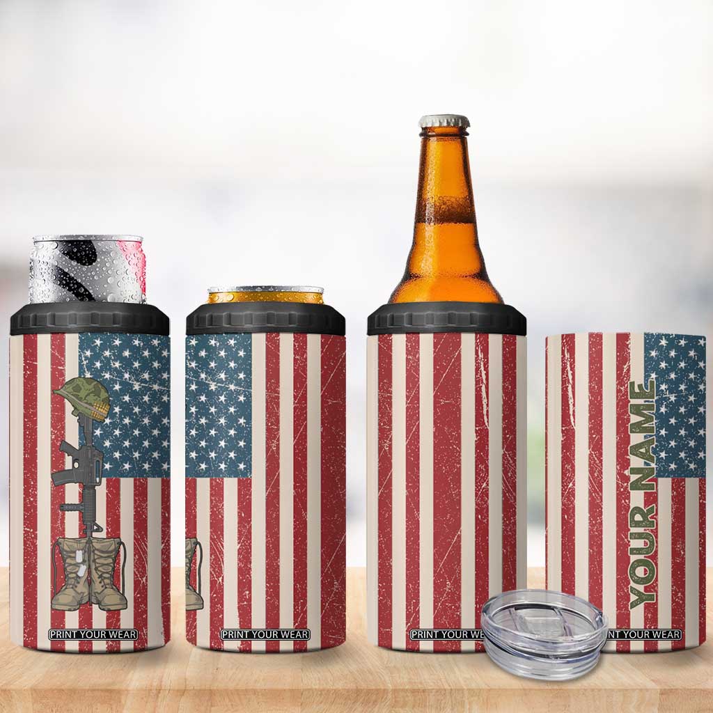 Veteran Army Boot 4 in 1 Can Cooler Tumbler Personalized TS04 Print Your Wear