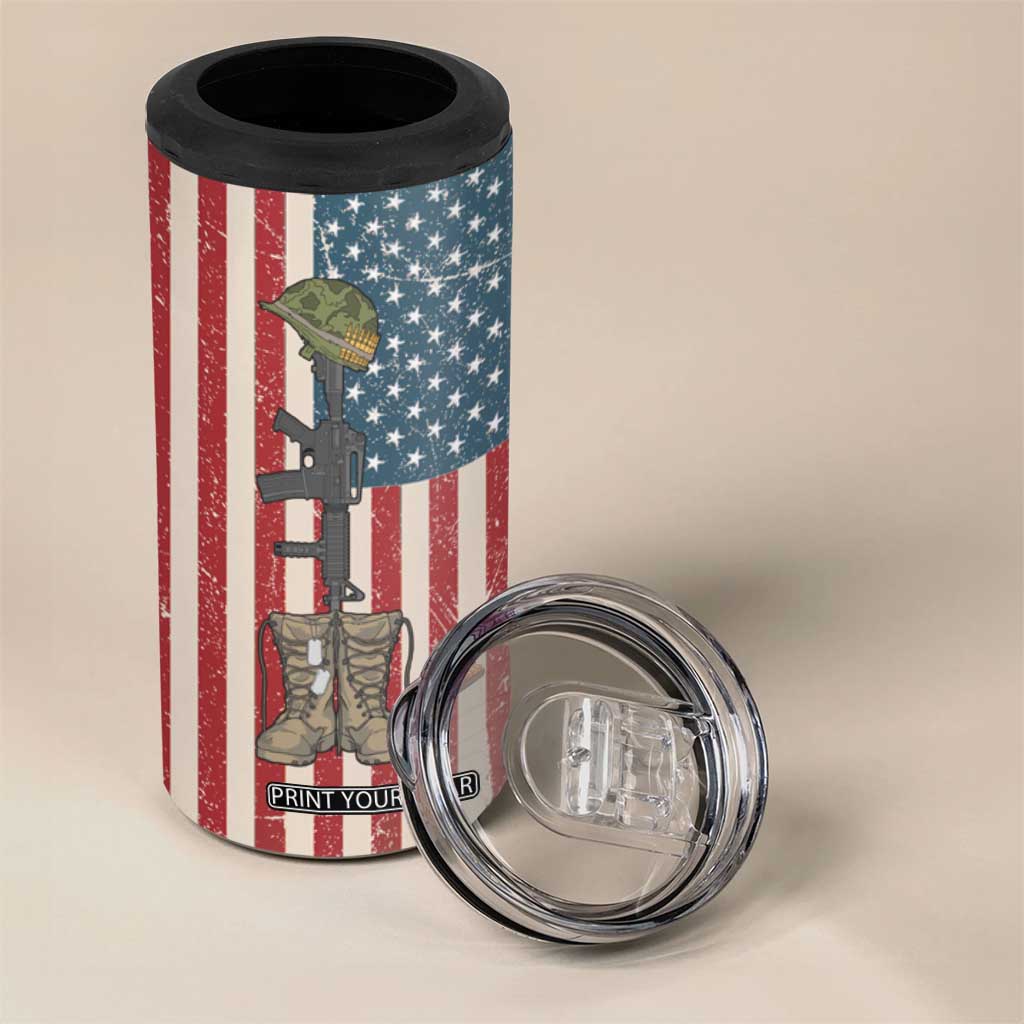 Veteran Army Boot 4 in 1 Can Cooler Tumbler Personalized TS04 Print Your Wear