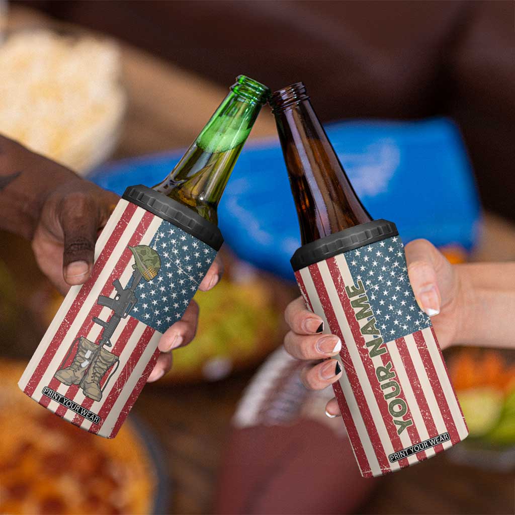 Veteran Army Boot 4 in 1 Can Cooler Tumbler Personalized TS04 Print Your Wear