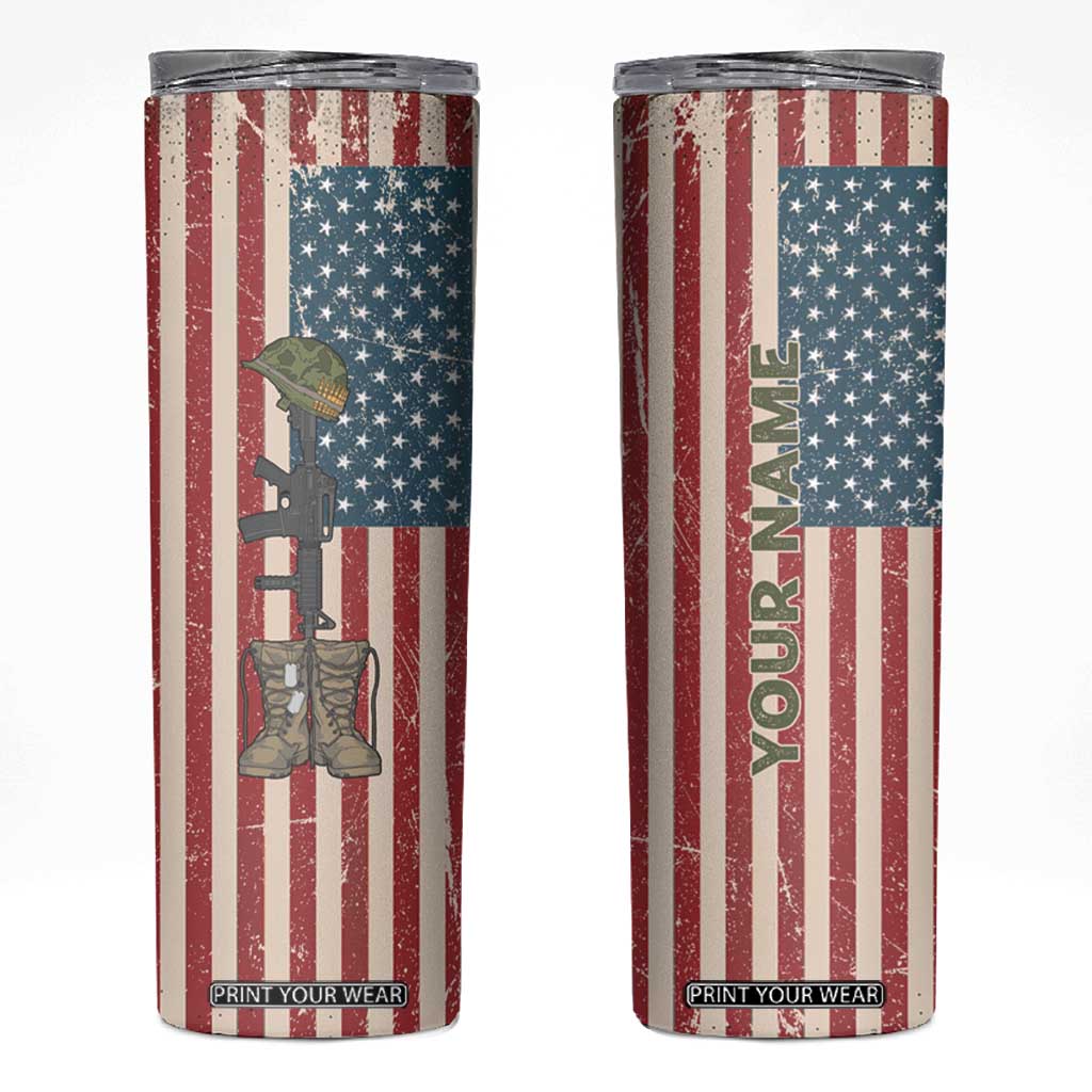 Veteran Army Boot Skinny Tumbler Personalized TS04 Multicolor Print Your Wear