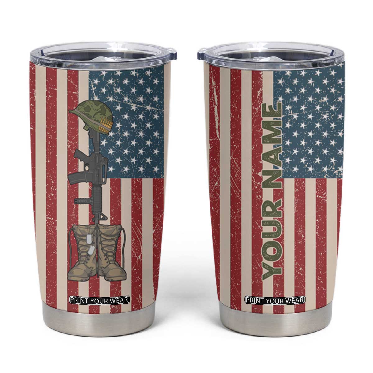 Veteran Army Boot Tumbler Cup Personalized TS04 Multicolor Print Your Wear