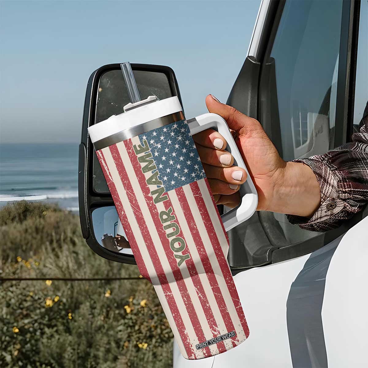 Veteran Army Boot Tumbler With Handle Personalized TS04 Print Your Wear