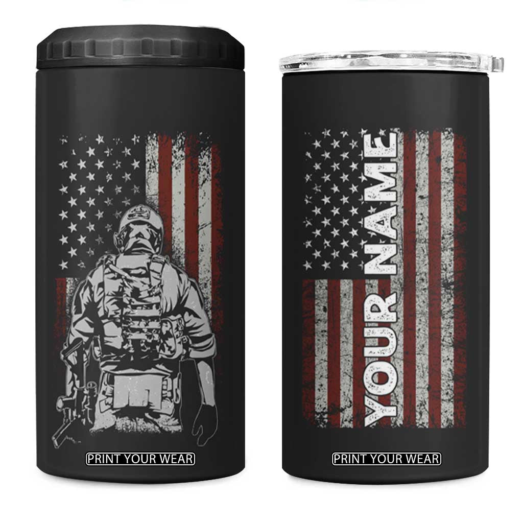 Veteran Proud 4 in 1 Can Cooler Tumbler Personalized TS04 One Size: 16 oz Multicolor Print Your Wear