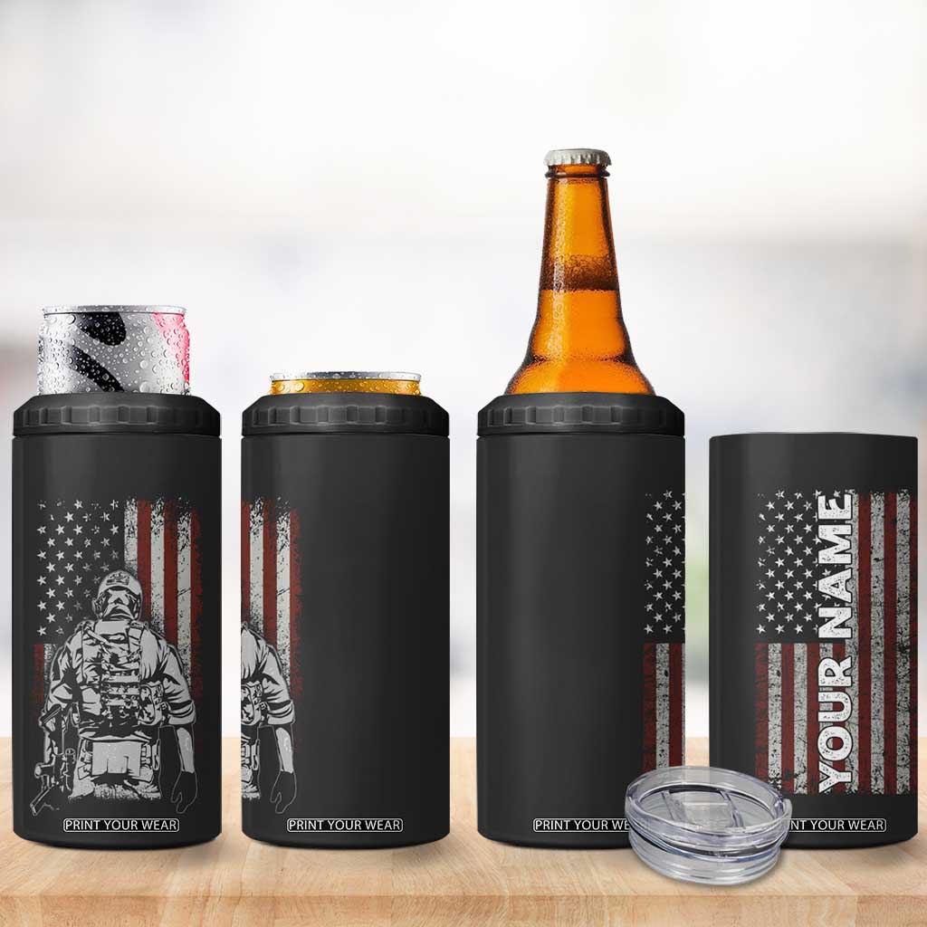 Veteran Proud 4 in 1 Can Cooler Tumbler Personalized TS04 Print Your Wear