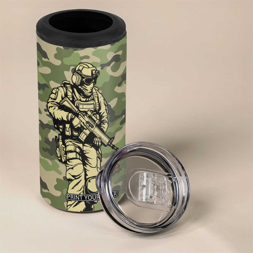 Veteran Camouflage 4 in 1 Can Cooler Tumbler Personalized TS04 Print Your Wear