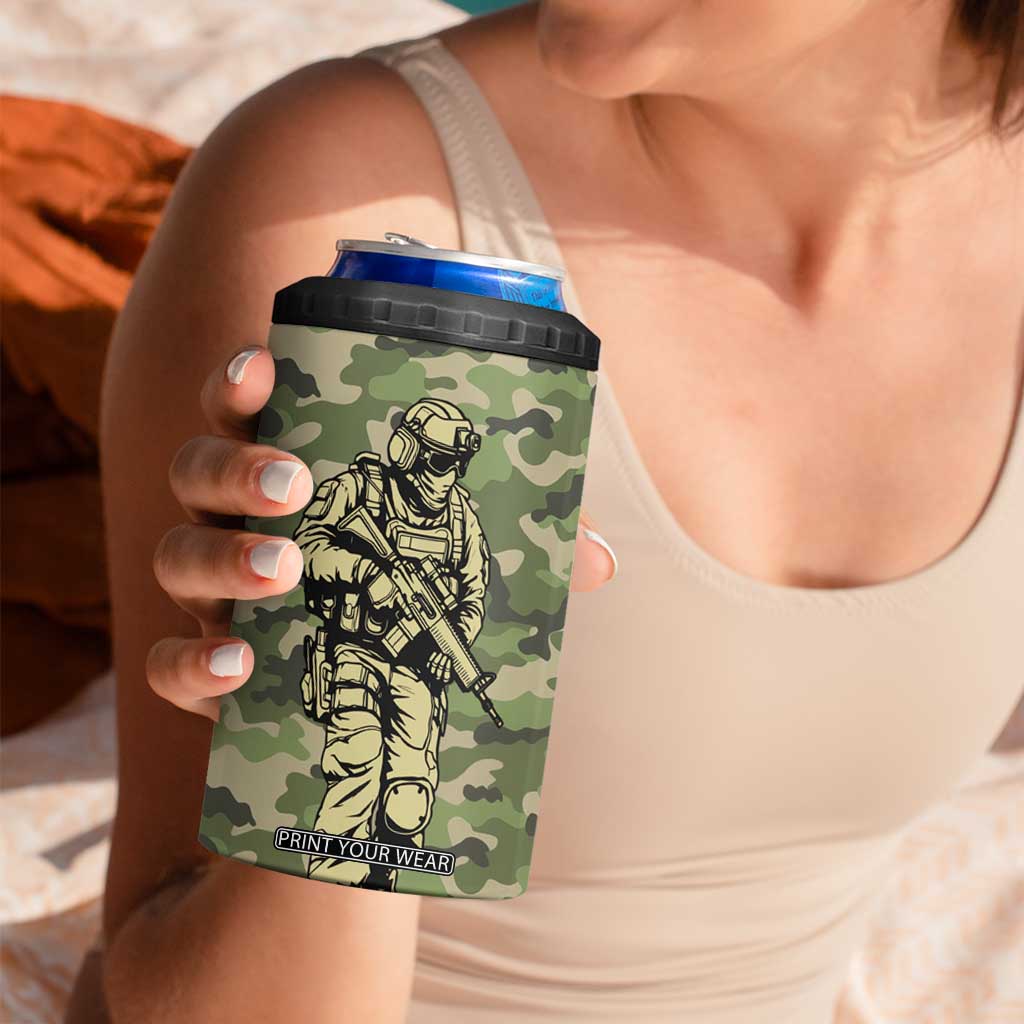 Veteran Camouflage 4 in 1 Can Cooler Tumbler Personalized TS04 Print Your Wear
