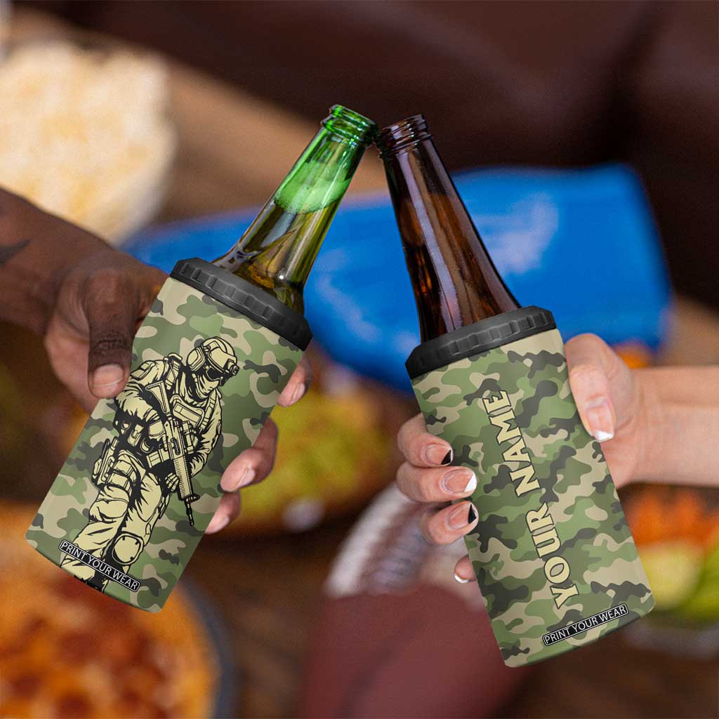 Veteran Camouflage 4 in 1 Can Cooler Tumbler Personalized TS04 Print Your Wear
