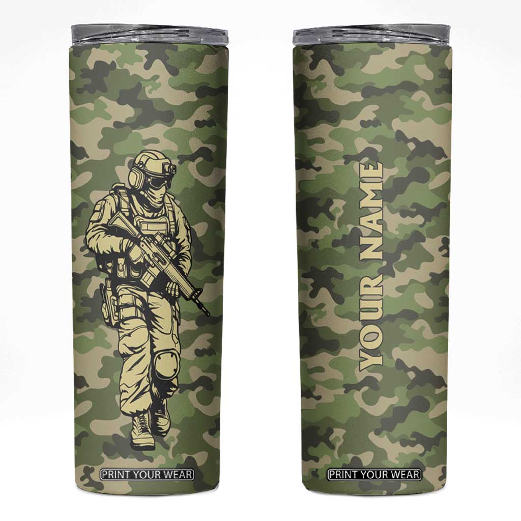 Veteran Camouflage Skinny Tumbler Personalized TS04 Multicolor Print Your Wear