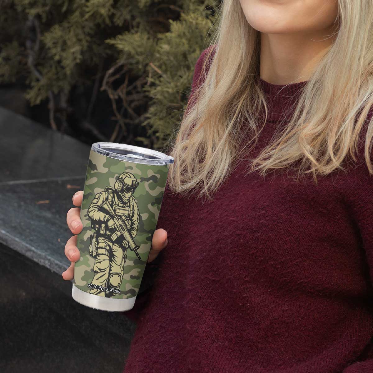 Veteran Camouflage Tumbler Cup Personalized TS04 Print Your Wear