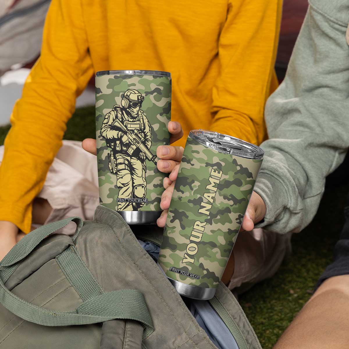 Veteran Camouflage Tumbler Cup Personalized TS04 Print Your Wear