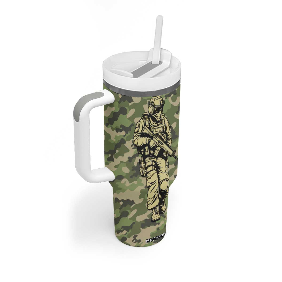Veteran Camouflage Tumbler With Handle Personalized TS04 Print Your Wear
