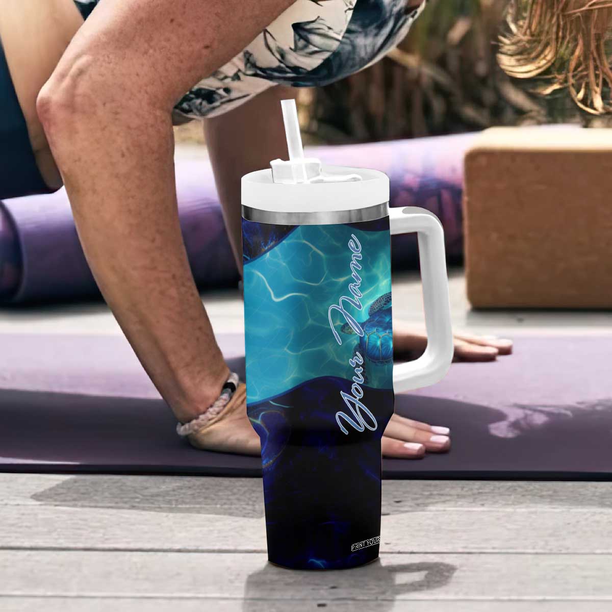 Sea Turtle Tumbler With Handle Personalized TS04 Print Your Wear